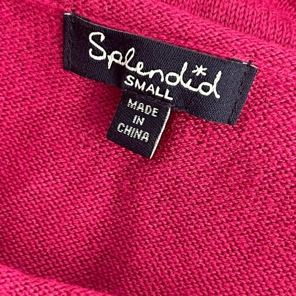 Splendid viscose cashmere blend color block pink gray sweater - Picture 3 of 5